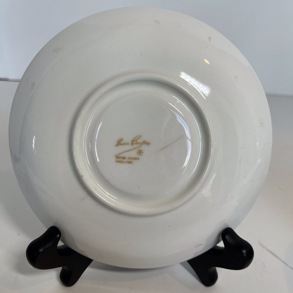 English Bone China Floral Decorated Footed Cup and Saucer by Suzie Cooper - Picture 9 of 12